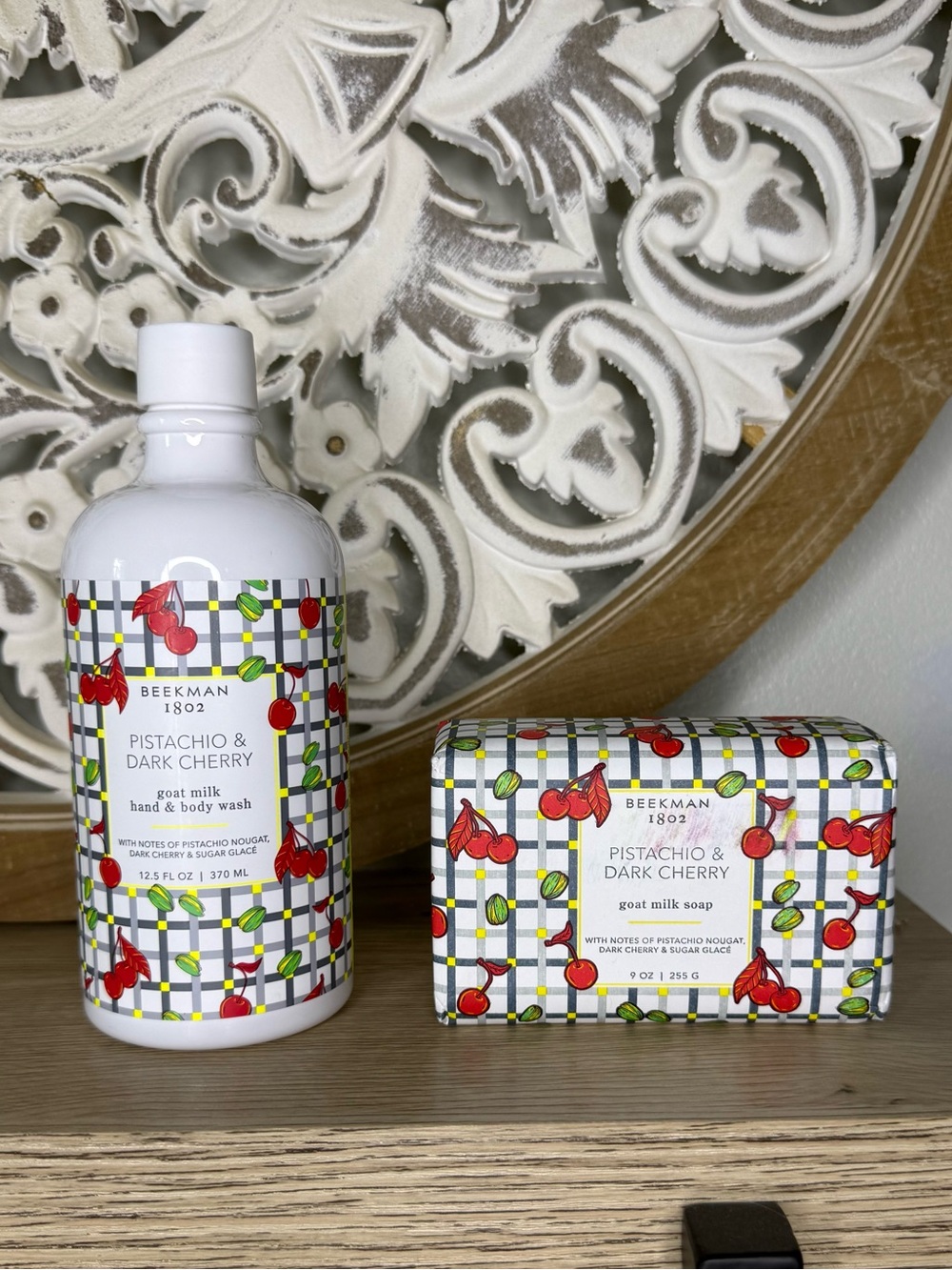 Beekman 1802 Pistachio & Dark Cherry Hand & Body Wash & Bar Soap Duo
